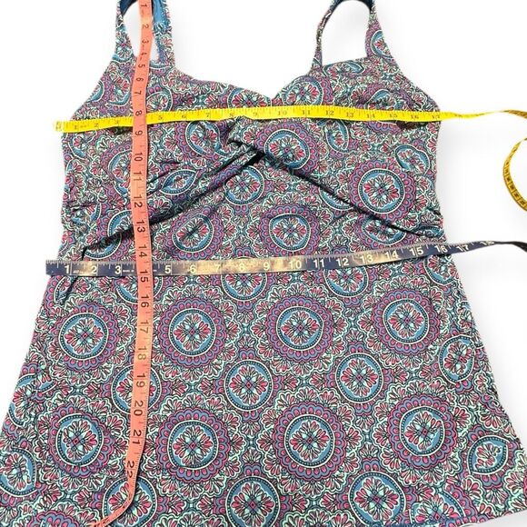 LANDS’ END Women’s Multi-Color Mosaic Underwire Wrap Tankini Top Size 14DD - Picture 5 of 5